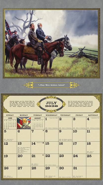 2026 Commanders in Gray Civil War calendar Lee Stonewall Jackson Gettysburg