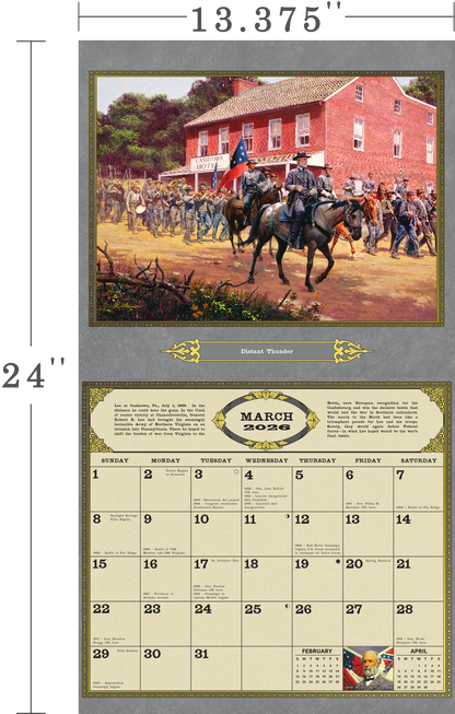 2026 Commanders in Gray Civil War Calendar Robert E Lee Gettysburg Mort Kunstler