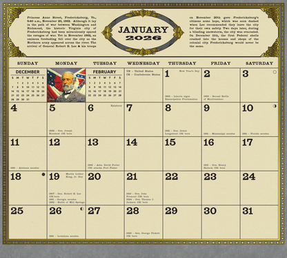 2026 Commanders in Gray Civil War Calendar January Robert E Lee Mort Kunstler Künstler